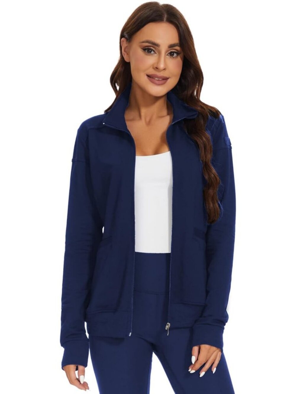 Cozy Women's Zip Front Scrubs Jacket | Warm-Up Medical Workwear, Perfect Fit